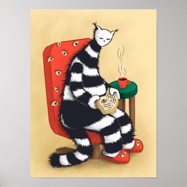 Poster Lecture du livre de chat Lover (Devant)