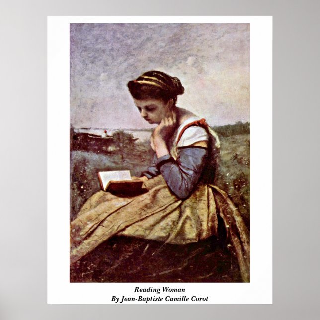 Poster Lecture Femme Par Jean-Baptiste Camille Corot (Devant)