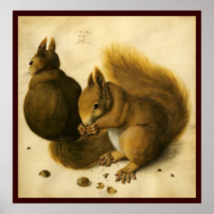 POSTER L'ÉCUREUIL AVEC DES NOISETTES