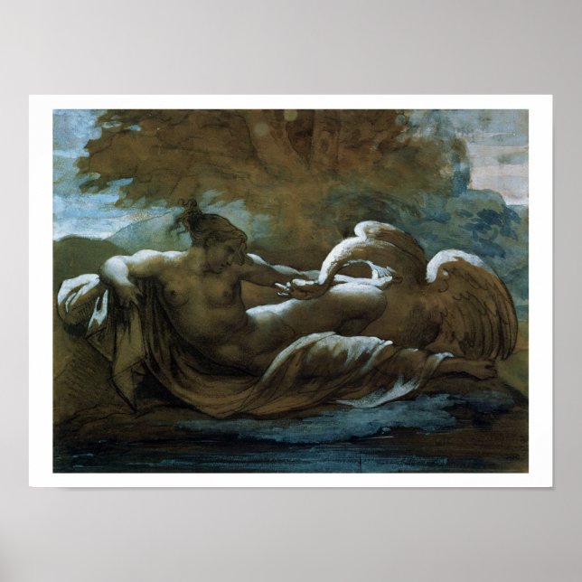 Poster Leda et le cygne (craie noire et w/c) (Devant)