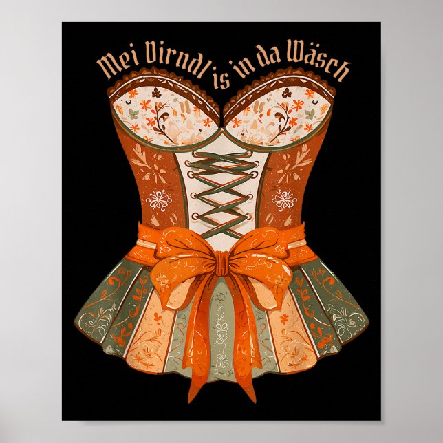Poster Lederhosen Costume Cute German Bavarian Women  (Devant)