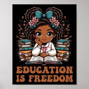 Poster L'éducation est la liberté Livre Lecteur Mois de l