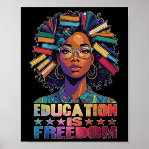 Poster L'éducation est la liberté Noir Livres d'enseignan