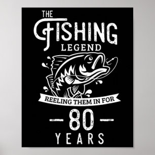 Poster Légende de la pêche 80 ans Cadeau d'anniversaire p