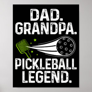 Poster Légende de papa grand-père pickleball rétro joueur