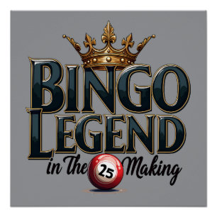 Poster Légende du Bingo Couronnée d'Or en Typographie Rét