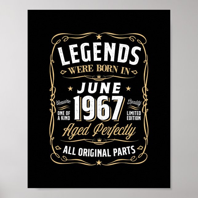 Poster Légendes Juin 1967 Cadeau 55 ans 55e anniversaire (Devant)