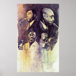 Poster Légendes Parker Gillespie Armstrong de jazz