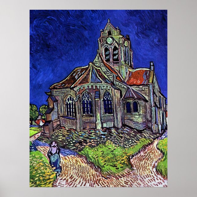 Poster L'église d'Auvers par Vincent van Gogh 1890 (Devant)