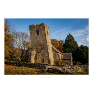 Poster L'église penchée de St Martin à Cwmyoy, au Pays de