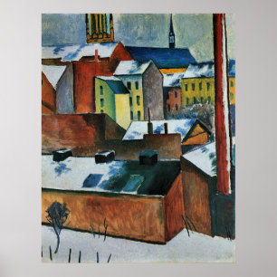 Poster L'église St. Mary dans la neige d'août Macke