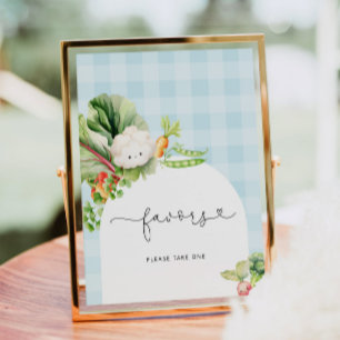 Poster Légumes locaux baby shower bleu Faveurs