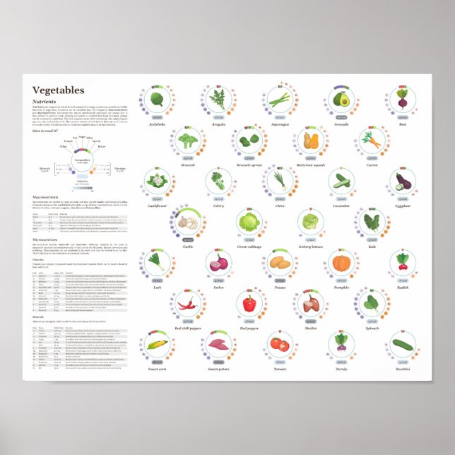 Poster Légumes - Valeurs nutritionnelles - Infographie (Devant)