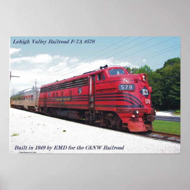 Poster Lehigh Valley Railroad F-7A #578 à Cape May N. J. (Devant)