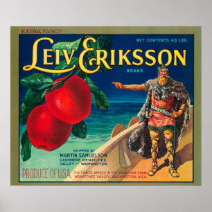 Poster Leiv Eriksson Apple marquent - le cachemire, WA