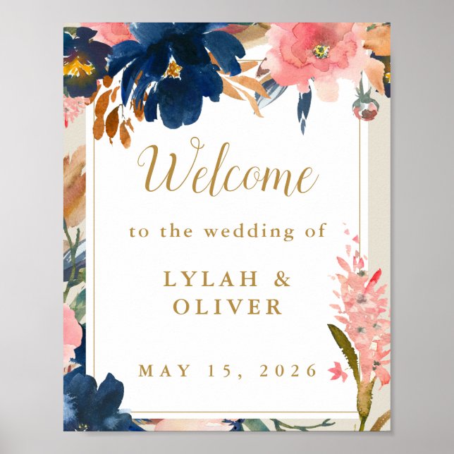 Poster L'élégance sauvage | Bienvenue au Mariage Blush &  (Devant)