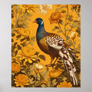 Poster L'Élégant faisan William Morris Inspiré