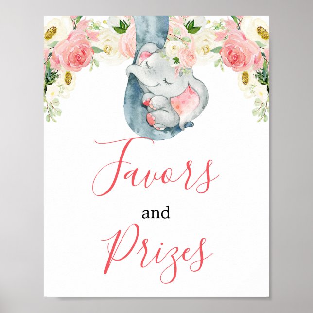 Poster L'éléphant de fille rose vif favorise le signe des (Devant)