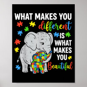 Poster L'éléphant de la sensibilisation à l'autisme Diffé