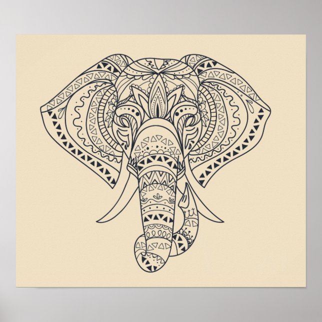 Poster L'éléphant tribal Art animal africain (Devant)