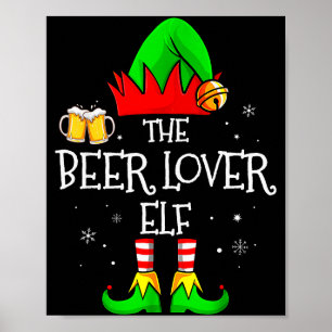 Poster L'elfe amateur de bière boisson de Noël de famille