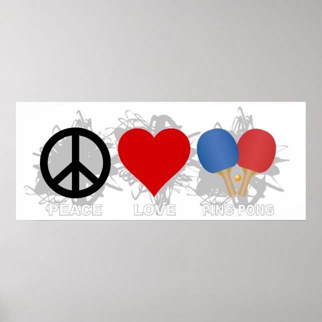 Poster L'Emblème Peace Love Ping Pong (Devant)