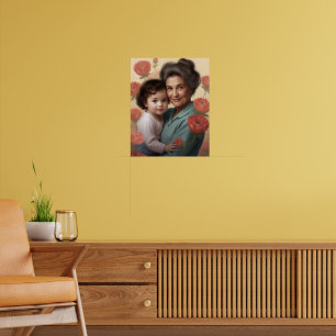 Poster L'Embrasse d'une grand-mère - grand-mère et enfant
