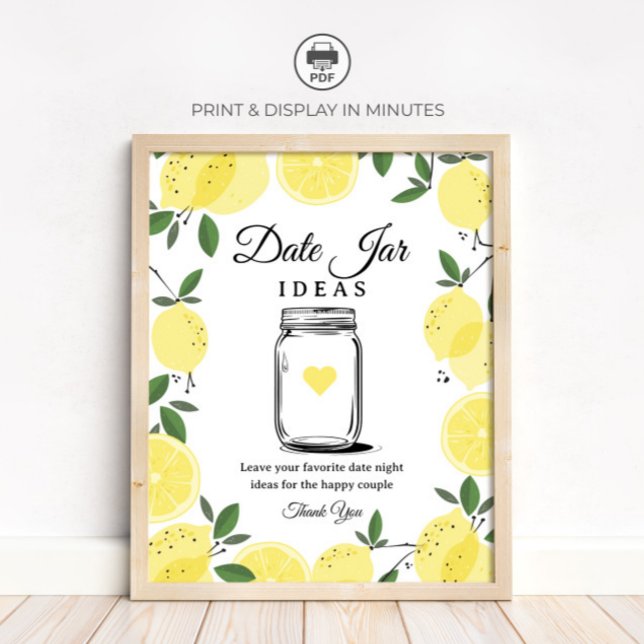 Poster Lemon Date Jar Ideas Sign Printable Sign (Créateur téléchargé)