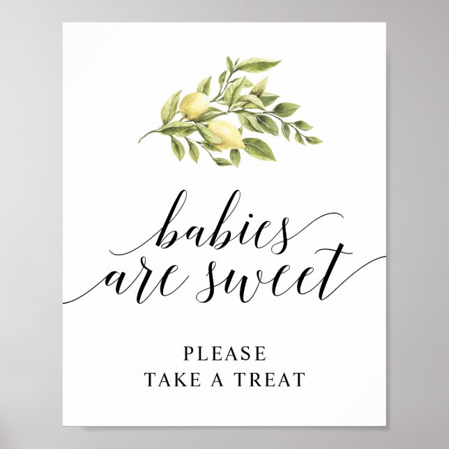 Poster Lemon Typographie Élégante  LES BÉBÉS SONT ADORABL (Devant)