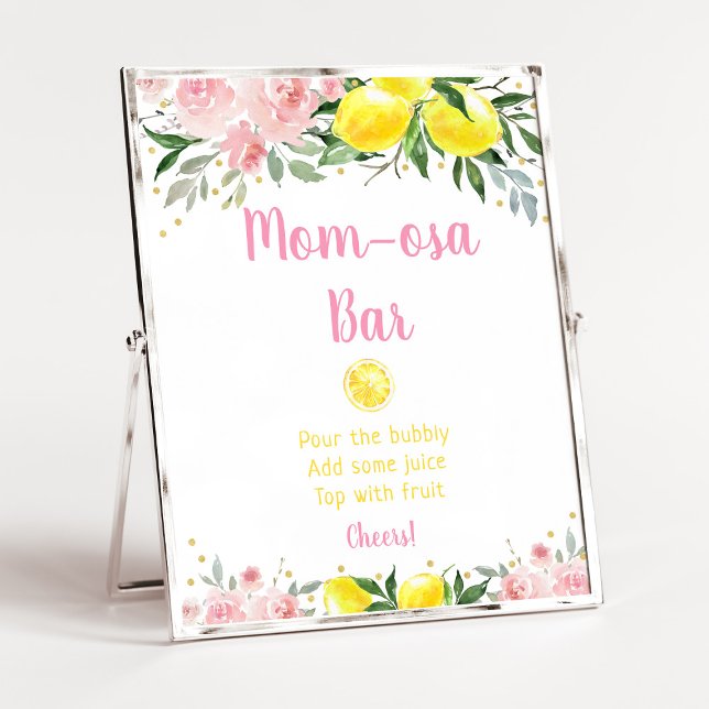 Poster Lemonade Pink Gold Floral Mimosa Bar Baby shower (Créateur téléchargé)