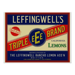 POSTER LÉMONS CALIFORNIENS DE LEFFINGWELL DE WHITTIER CA