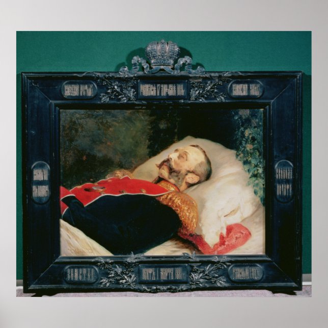 Poster L'empereur Alexandre II sur son lit de mort, 1881 (Devant)