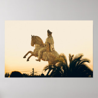 Poster L'empereur éthiopien Menelik ll à cheval
