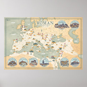 Poster L'Empire romain carte 117 ap. J.-C - Imprimer l'af