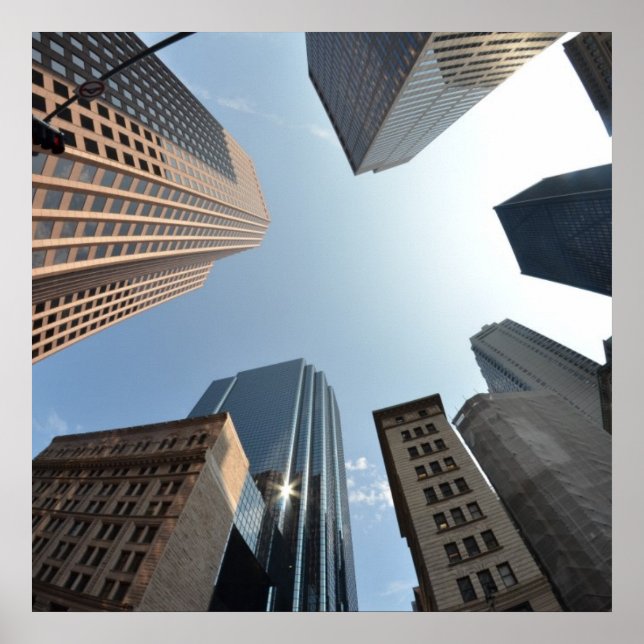 Poster Lentille à oeil de poisson du bâtiment, Boston, Ét (Devant)