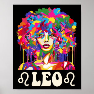 Poster Leo Fille Noire Femme Afro-Américaine Art Annivers