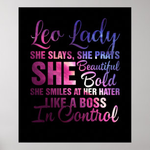 Poster Leo Lady Elle Pousse Elle Prête Belle Tête Comme U
