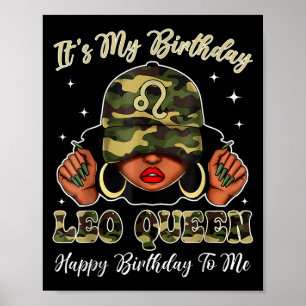 Poster Leo Queen Black Woman avec Casquette Camo C'est mo