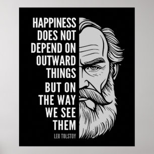 Poster Leo Tolstoï Citation Inspirationnelle : Bonheur