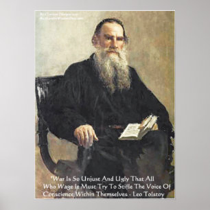 Poster Leo Tolstoï "La guerre est injuste" Citation de la