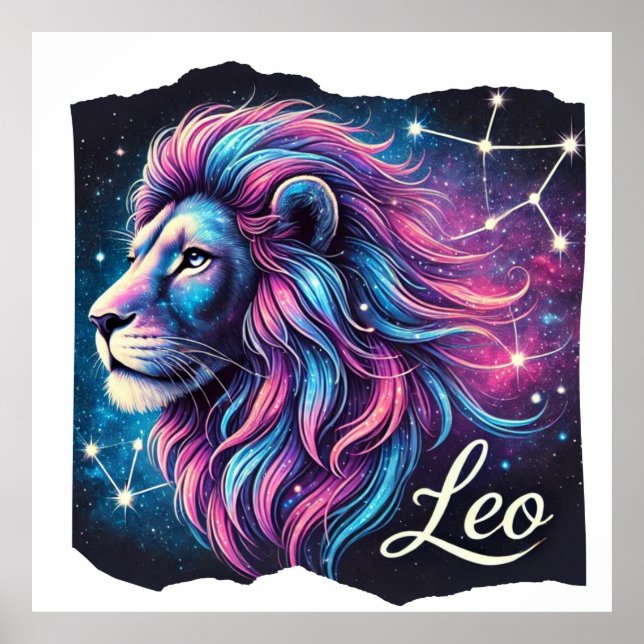 Poster Leo Zodiac Constellation Art Print (Devant)