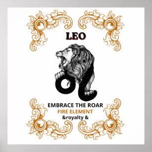 Poster Léo Zodiaque Royal   Embrasser le Rugissement de l