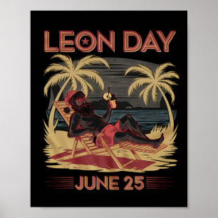 Poster Leon Day 25 Juin Père Noël Beach 6 Mois À Noël