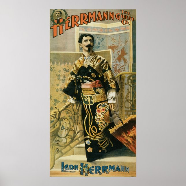 Poster Leon Herrmann Magicien Vintage (Devant)