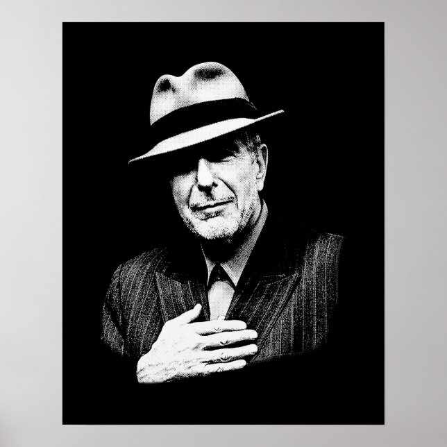 Poster Leonard Cohen - Black and White Music Legend (Devant)