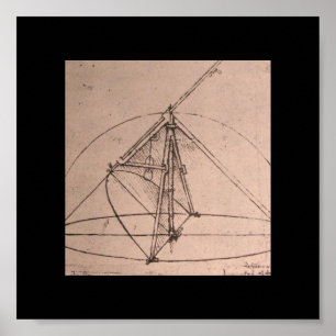 Poster Léonard de Vinci, design pour une boussole parabol