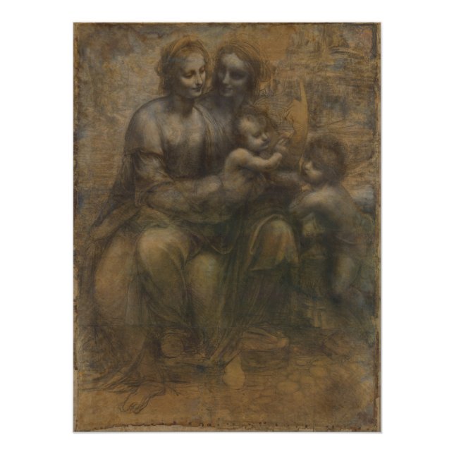 Poster Léonard de Vinci Vierge et enfant avec Sainte Anne (Devant)