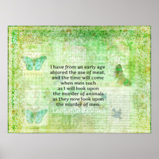 Poster Leonardo da Vinci Animal Rights cite vegan