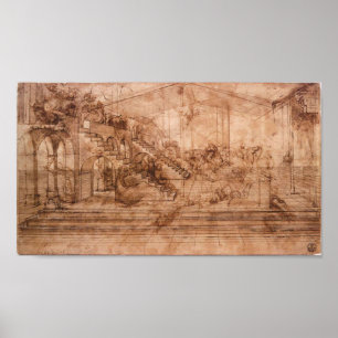 Poster Leonardo da Vinci - Étude de perspective