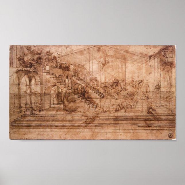 Poster Leonardo da Vinci - Étude de perspective (Devant)